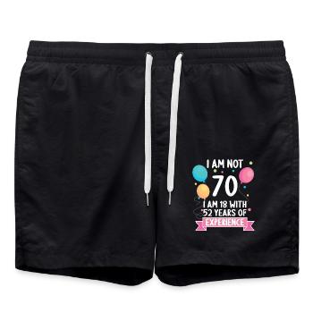 70 years old 70 years old 70 year old 70th birthday - Swim Trunks - black - Front - AI Model Male 185 light (185cm)
