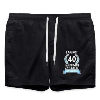 40 years old 40 year old 40 year old 40th birthday - Swim Trunks - black - Front - AI Model Male 185 light (185cm)
