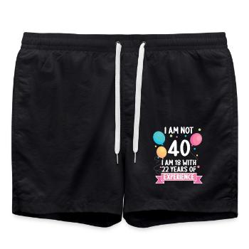 40 years old 40 year old 40 year old 40th birthday - Swim Trunks - black - Front - AI Model Male 185 light (185cm)