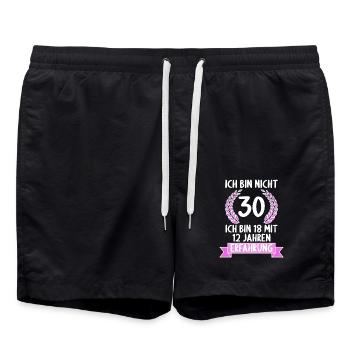 30 Jahre alt 30 Jährige 30 Jähriger 30. Geburtstag - Badeshorts - Schwarz - Vorne - AI Model Male 185 light (185cm)