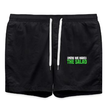 Now We Have The Salad Sprichwort Denglisch Spruch - Badeshorts - Schwarz - Vorne - AI Model Male 185 light (185cm)