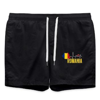 Romania Flag Map Heartbeat for Romanian Pride - Short de bain - noir - Devant - AI Model Male 185 light (185cm)