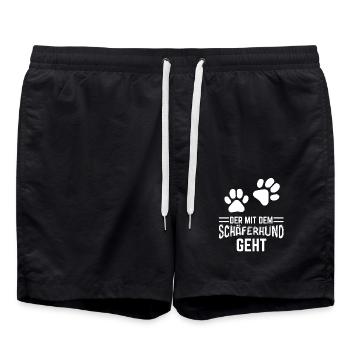 Der mit dem Schäferhund geht - Badeshorts - Schwarz - Vorne - AI Model Male 185 light (185cm)