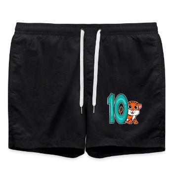 10 Jahre alt - 10. Geburtstag - Kindergeburtstag - Badeshorts - Schwarz - Vorne - AI Model Male 185 light (185cm)