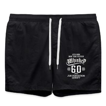 60. Geburtstag 60 Jahre Ich bin wie guter Whisky - Badeshorts - Schwarz - Vorne - AI Model Male 185 light (185cm)