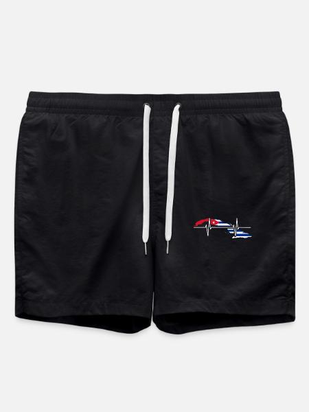 Cuba Heartbeat Flag Vintage Retro Cuba - Badeshorts - svart