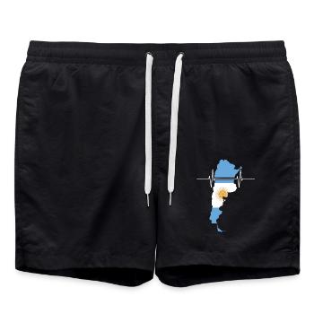 Argentina Heartbeat Flag Vintage Argentina - Swim Trunks - black - Front - AI Model Male 185 light (185cm)