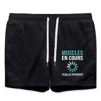 Muscles En Cours Veuillez Patienter - Short de bain - noir - Devant - AI Model Male 185 light (185cm)