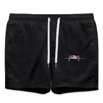 USA Heartbeat Flag Vintage USA - Swim Trunks - black - Front - AI Model Male 185 light (185cm)