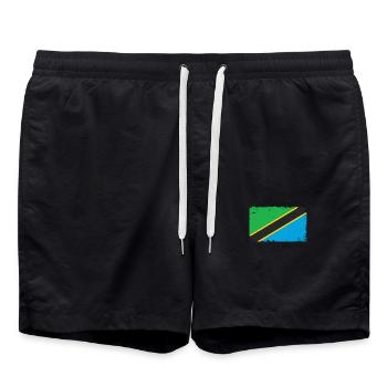 Tanzanie Drapeau de battements de cœur Vintage Tanzanie - Short de bain - noir - Devant - AI Model Male 185 light (185cm)