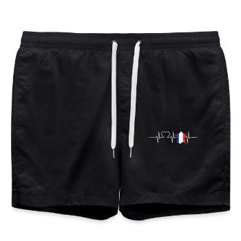 France Battements de coeur Drapeau Vintage France - Short de bain - noir - Devant - AI Model Male 185 light (185cm)