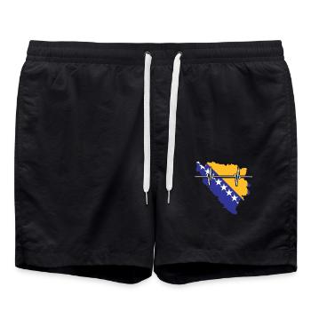 Bosnia Herzegovina Heartbeat Flag Vintage - Swim Trunks - black - Front - AI Model Male 185 light (185cm)
