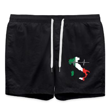 Italy Heartbeat Flag Vintage Italy - Swim Trunks - black - Front - AI Model Male 185 light (185cm)