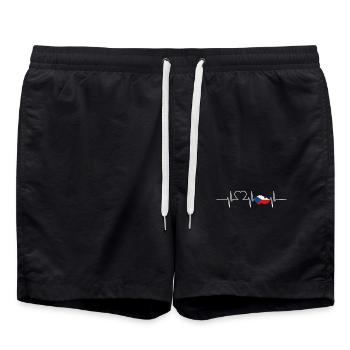 Tchéquie Herzschlag Flagge Vintage République tchèque - Short de bain - noir - Devant - AI Model Male 185 light (185cm)