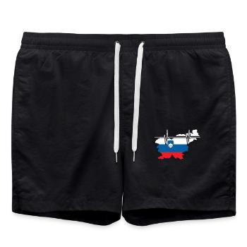 Slovenia Heartbeat Flag Vintage Slovenia - Swim Trunks - black - Front - AI Model Male 185 light (185cm)