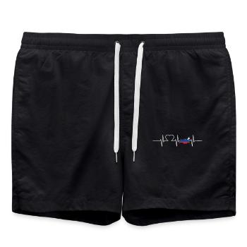 Russie Battements de cœur Drapeau Russie - Short de bain - noir - Devant - AI Model Male 185 light (185cm)