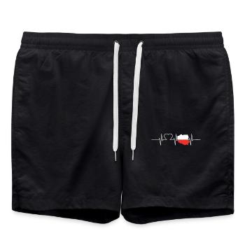 Polen Herzschlag Flagge Vintage Polen - Badeshorts - Schwarz - Vorne - AI Model Male 185 light (185cm)