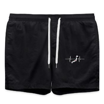 Japan Herzschlag Flagge Vintage Japan - Badeshorts - Schwarz - Vorne - AI Model Male 185 light (185cm)