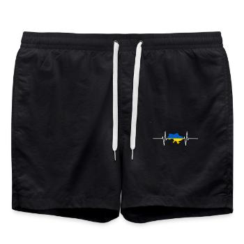 Ukraine Heartbeat Flag Vintage Ukraine - Short de bain - noir - Devant - AI Model Male 185 light (185cm)