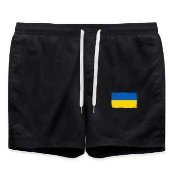 Ukraine Heartbeat Flag Vintage Ukraine - Short de bain - noir - Devant - AI Model Male 185 light (185cm)