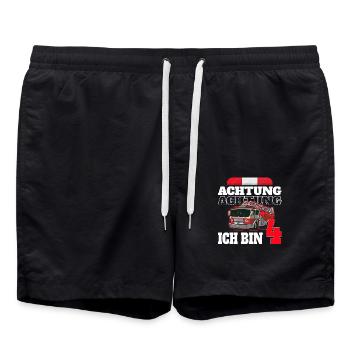 4. Geburtstag Jahre alt Feuerwehr Vintage Geschenk - Badeshorts - Schwarz - Vorne - AI Model Male 185 light (185cm)