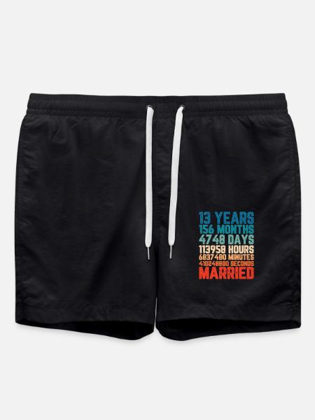 13 years married Wedding Marriage Saying Gift - Swim Trunks - black
