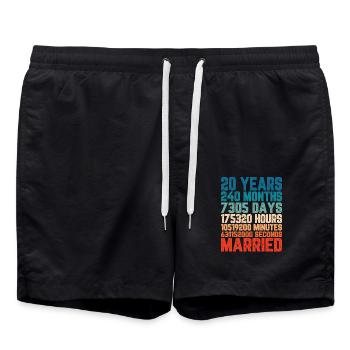 20 ans mariage mariage mariage dire cadeau - Short de bain - noir - Devant - AI Model Male 185 light (185cm)