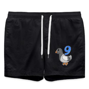 9 ans - 9ème anniversaire - motif oiseau pigeon - Short de bain - noir - Devant - AI Model Male 185 light (185cm)