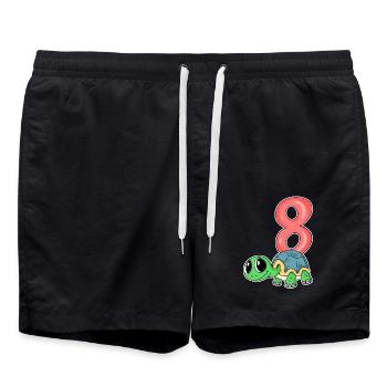 8 ans - 8ème anniversaire - motif tortue - Short de bain - noir - Devant - AI Model Male 185 light (185cm)