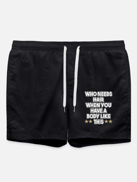 Bald Head Bodybuilder - Swim Trunks - black
