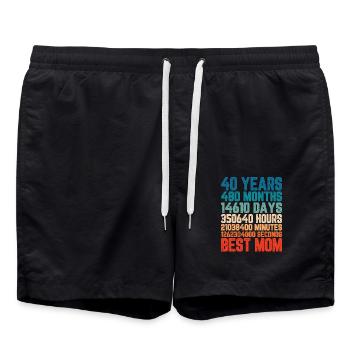 40 Jahre Beste Mama Mutter Monate Spruch Geschenk - Badeshorts - Schwarz - Vorne - AI Model Male 185 light (185cm)