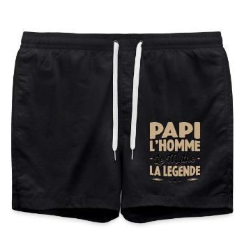 Papi L'homme Le Mythe La Légende Cadeau Papy - Short de bain - noir - Devant - AI Model Male 185 light (185cm)