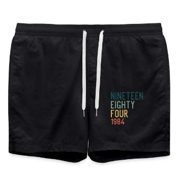 Vintage 1984 84 Birthday Retro Vintage Gift - Swim Trunks - black - Front - AI Model Male 185 light (185cm)