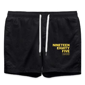Vintage 1985 85 Birthday Retro Vintage Gift - Swim Trunks - black - Front - AI Model Male 185 light (185cm)