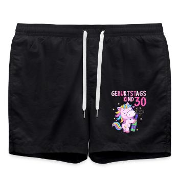 30 Jahre Geburtstagskind 30. Geburtstag Einhorn - Badeshorts - Schwarz - Vorne - AI Model Male 185 light (185cm)