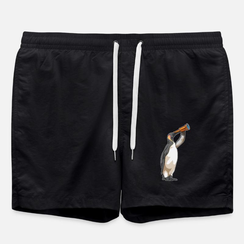 Penguin with telescope - Swim Trunks - black