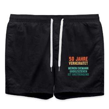 50 Jahre verheiratet lustig 50. Hochzeitstag - Badeshorts - Schwarz - Vorne - AI Model Male 185 light (185cm)
