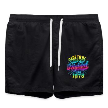 LGBTQ Colorful Rainbow Pride Love Birthday 1978 - Swim Trunks - black - Front - AI Model Male 185 light (185cm)