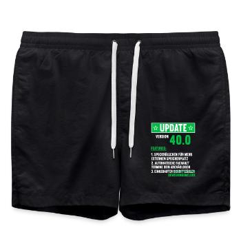 40 Jahre alt 40 Jähriger Update Version 40.0 40. - Badeshorts - Schwarz - Vorne - AI Model Male 185 light (185cm)