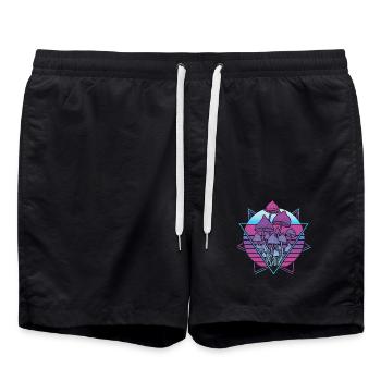Pilze Vaporwave - Badeshorts - Schwarz - Vorne - AI Model Male 185 light (185cm)