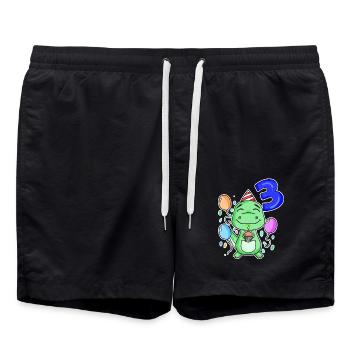 3 years old - Dinosaurs - 3rd birthday gift - Swim Trunks - black - Front - AI Model Male 185 light (185cm)