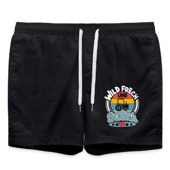 Traktor 12. Geburtstag Kinder - Badeshorts - Schwarz - Vorne - AI Model Male 185 light (185cm)