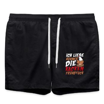 Ich liebe Hühner die kacken Frühstück - Badeshorts - Schwarz - Vorne - AI Model Male 185 light (185cm)