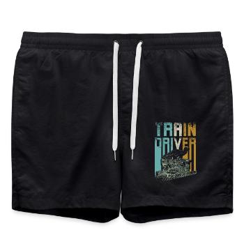 Vintage train driver - Swim Trunks - black - Front - AI Model Male 185 light (185cm)