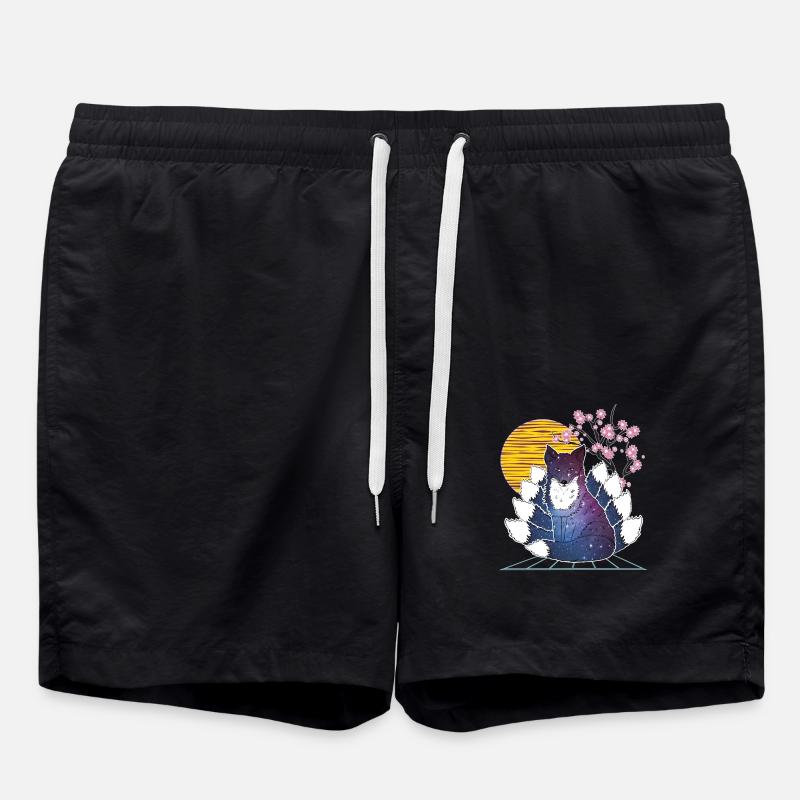 Nine-tailed Fox Japanese Otaku - Swim Trunks - black
