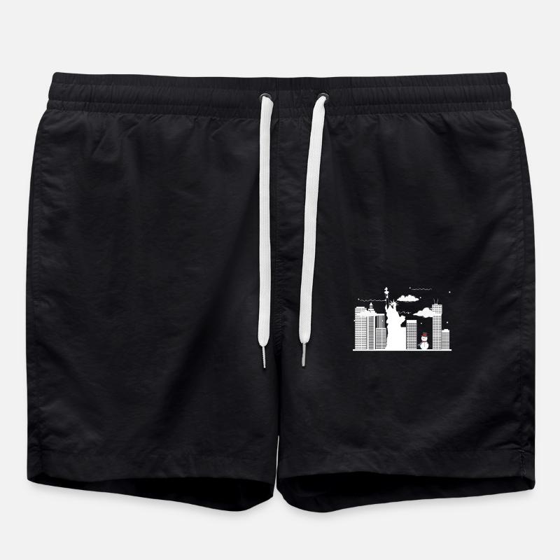 New York Snowman - Swim Trunks - black