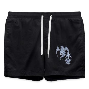 Dragon Japanese Characters - Swim Trunks - black - Front - AI Model Male 185 light (185cm)