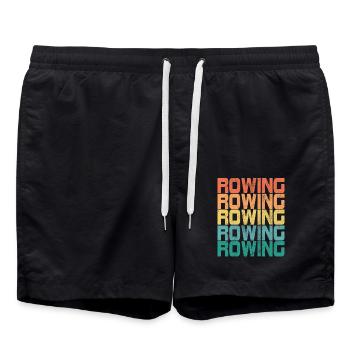 Rudern Ruderer Ruder Spruch Retro Geschenk - Badeshorts - Schwarz - Vorne - AI Model Male 185 light (185cm)