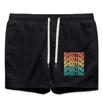 Schießen Shooting Spruch Retro Geschenk - Badeshorts - Schwarz - Vorne - AI Model Male 185 light (185cm)