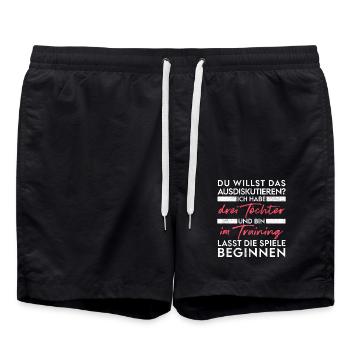 Du willst das ausdiskutieren - Vater Töchter - Badeshorts - Schwarz - Vorne - AI Model Male 185 light (185cm)